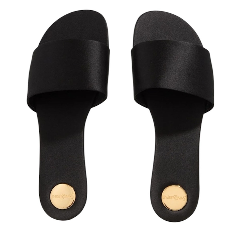 NEW! YSL CARLYLE SATIN SLIDES 9.5